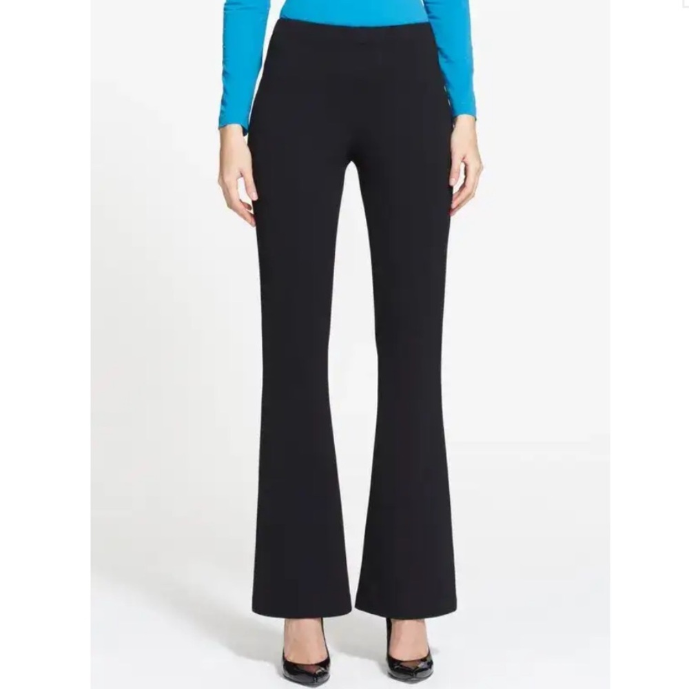 St John Caviar Kasia Milano Knit Bootcut Pants Size 6 Black Wool Knit